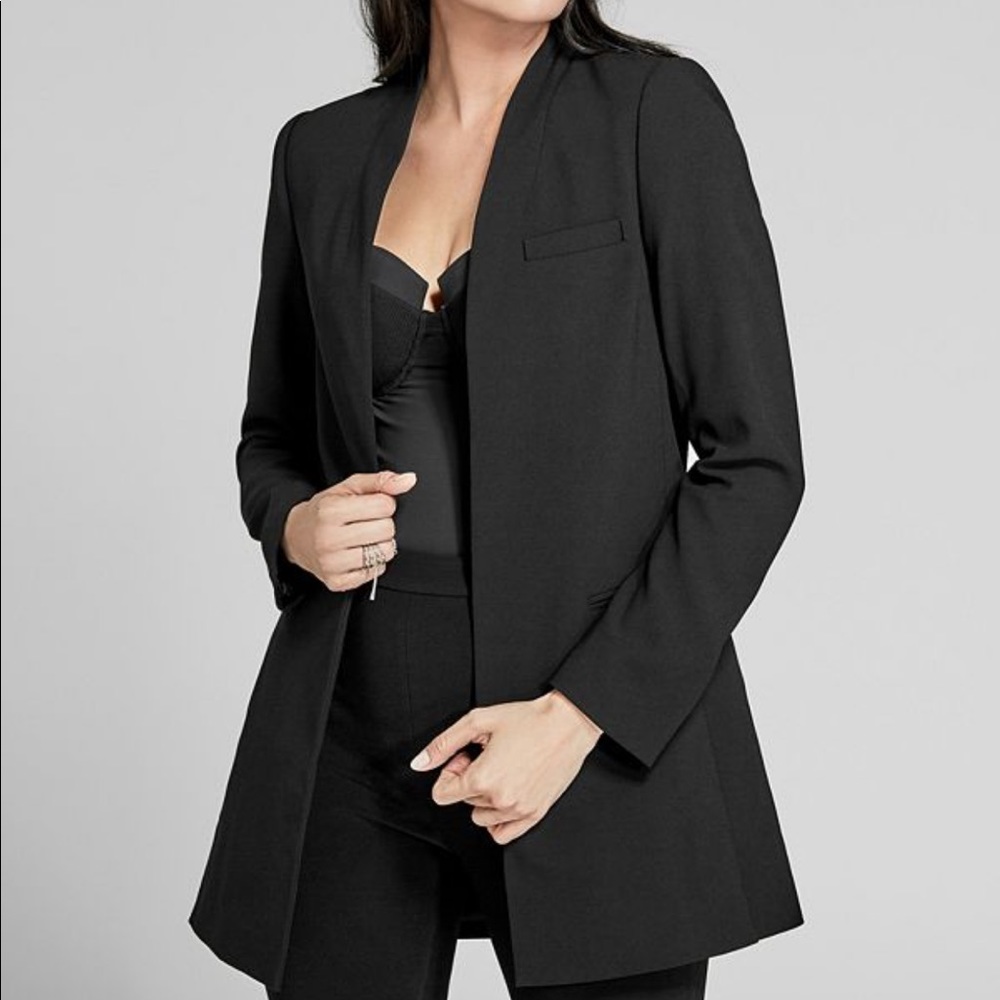 MARCIANO Black Collarless Blazer XS Long